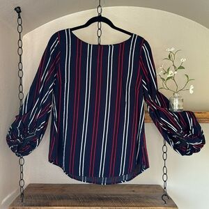 CAbi Flag Shirt, navy with red and white stripes, size M, 100% cotton